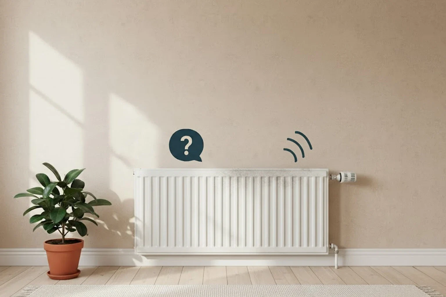 Element i ett hem där ljud från värmesystemet undersöks.