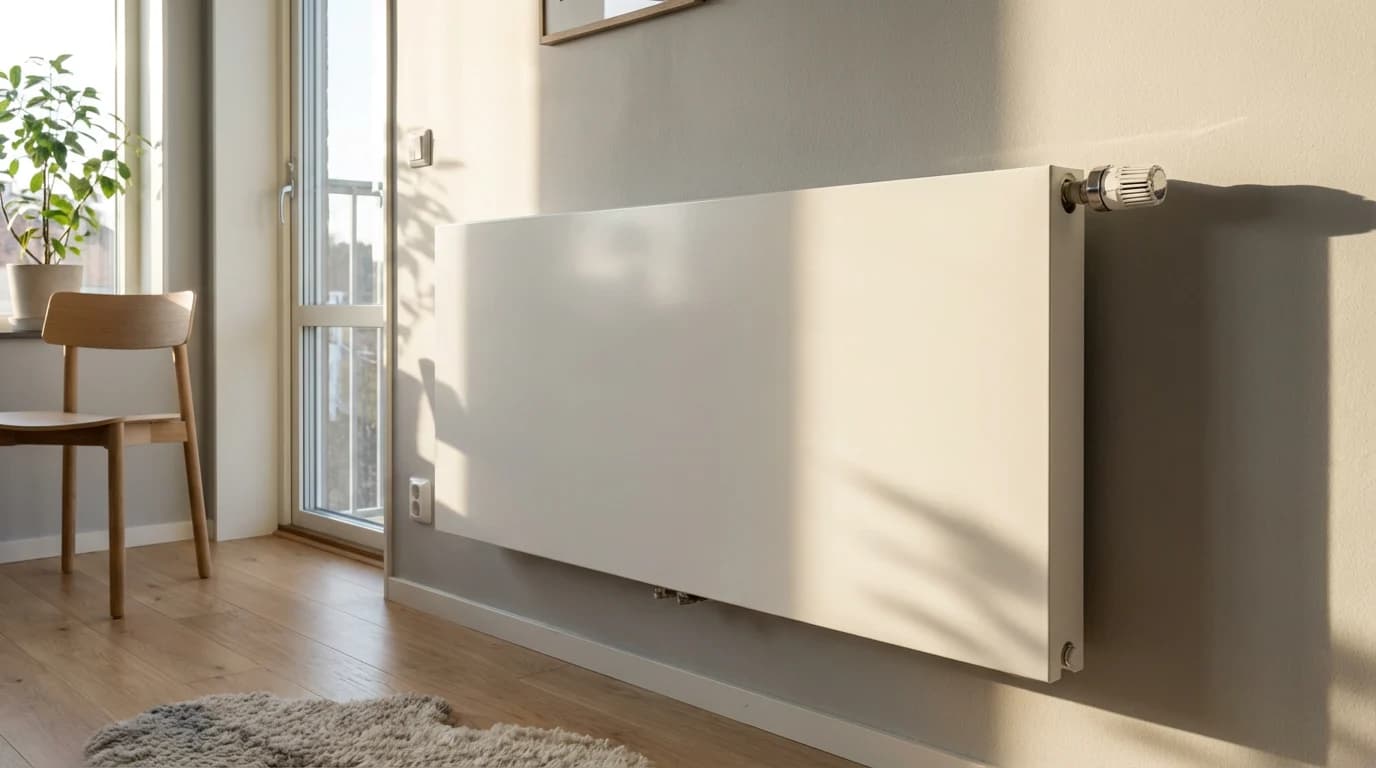 Radiator i ett hem som underhålls för bättre värme och energieffektivitet.