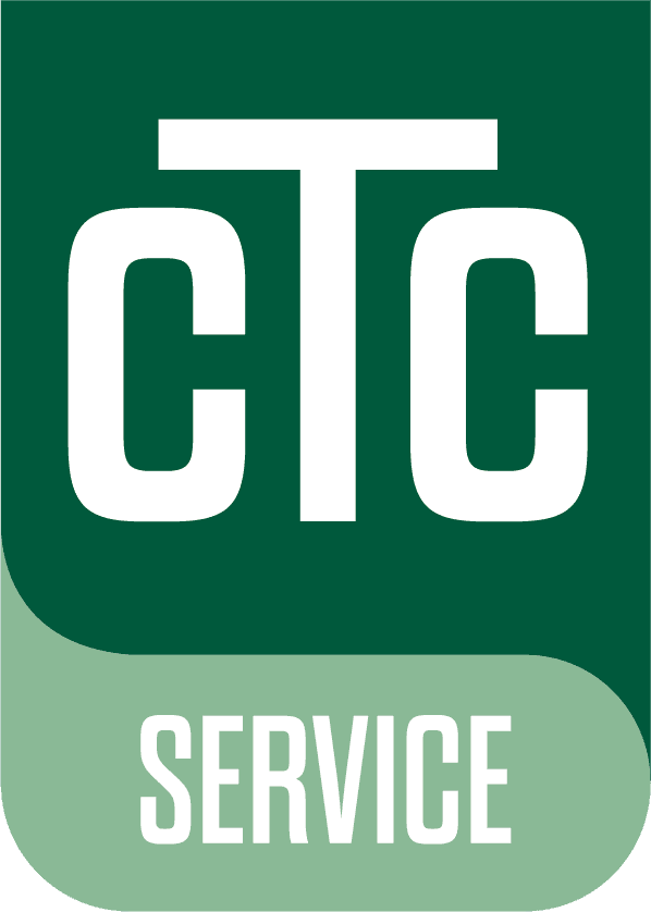 Grönt CTC Service-märke som visar att Vatten & Värme är auktoriserad CTC Servicepartner.
